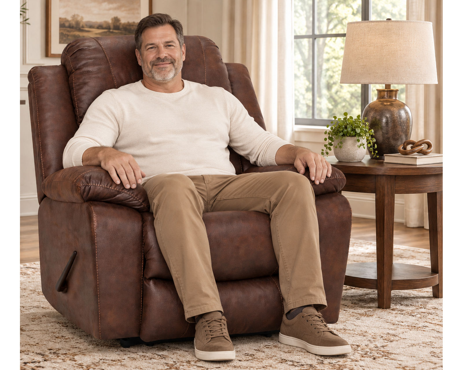 Caesar 9534 500 lb. Oversized Big Man's Rocker Recliner Brown  (Commanding Size. Heavy-Duty Strength. Built for 500 lbs) - Big Comfort. Serious Support.