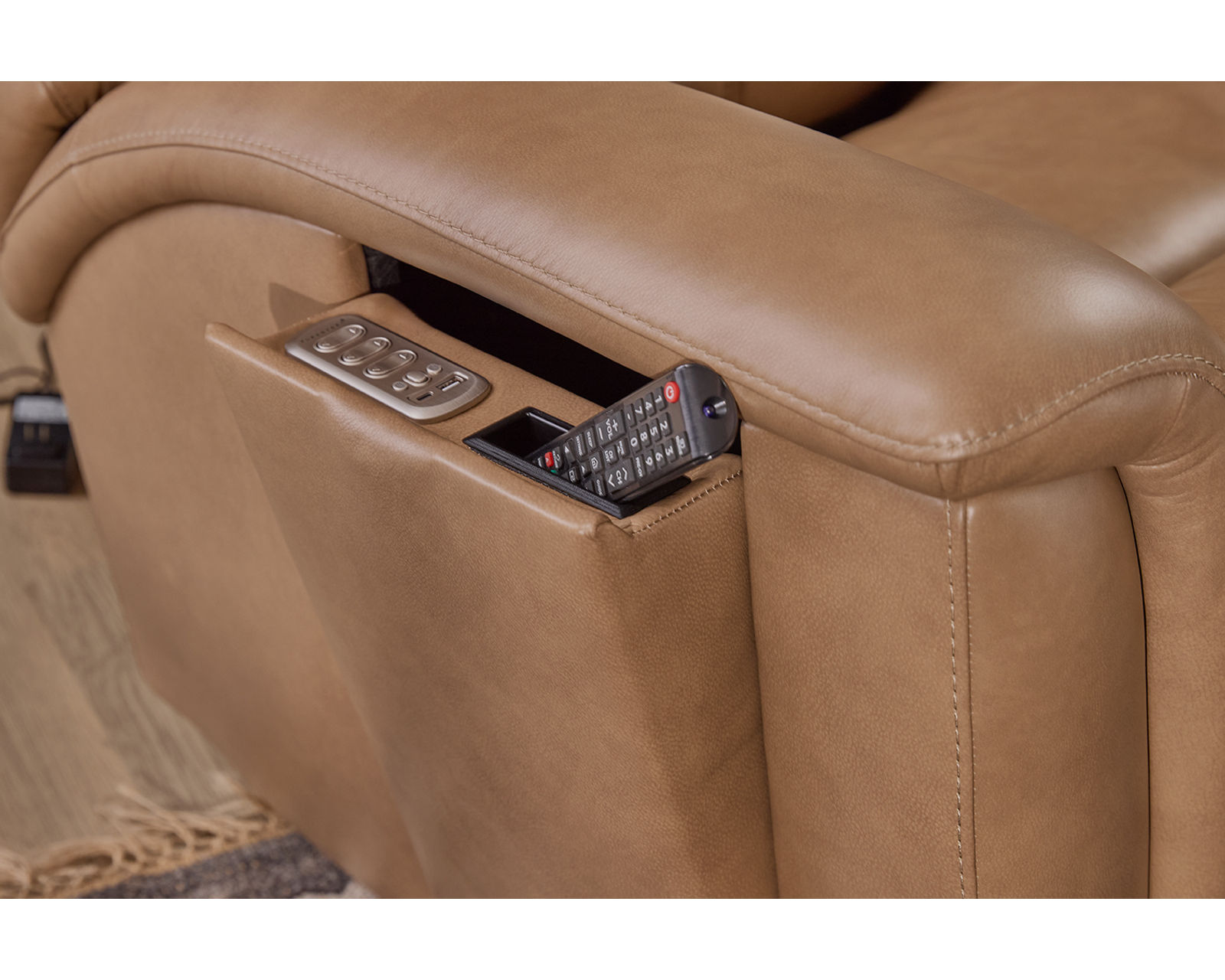 Ranger Triple Power Zero Gravity Reclining Console Loveseat with Heat and Massage (73") 2 colors - In stock - Pop out power recline controls located in the arms