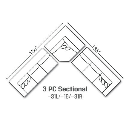 Layout G: Three Piece Sectional 136" x 136"