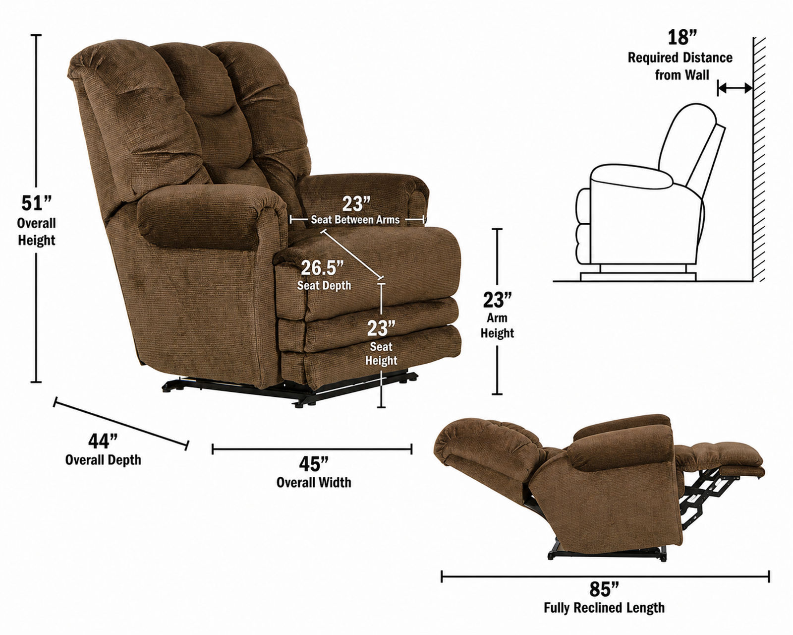 Malone Big Man's Lay Flat Power Recliner Big & Tall Strength. Lay-Flat Comfort (3 colors) - Sit Back. Stretch Out. Stay Awhile.
