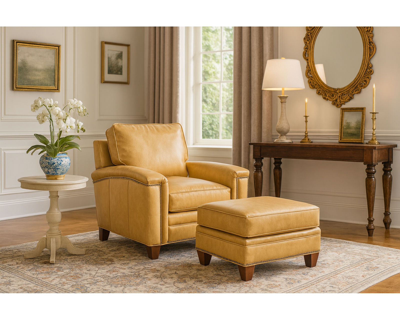 Bradington Young Oliver 448 Chair (12 leathers) 8-Way Hand Tie - Oliver Stationary Chair 8-Way Hand Tie