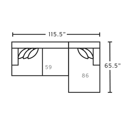 Layout A: Two Piece Sectional 115.5" x 65.5"