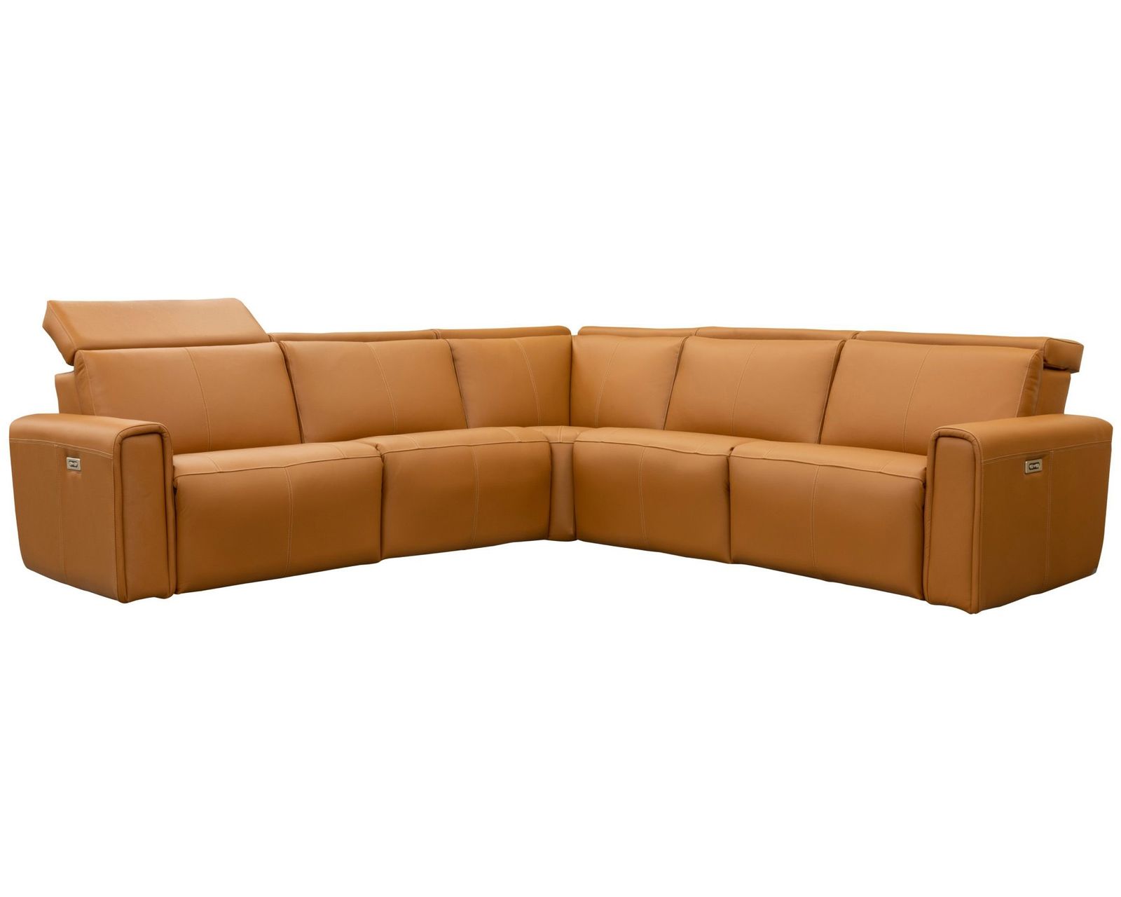 Nya 3099 Power Headrest Power Reclining Sectional (standard and wide seat widths) +140 leathers - Layout B: Five Piece Reclining Sectional 118" x 118" (2 recliners)