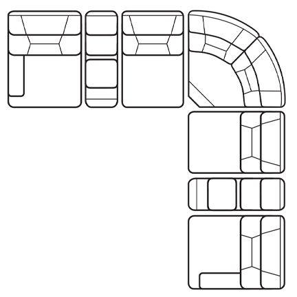 Layout F: Seven Piece Reclining Sectional 118" x 118" (two lift recliners)