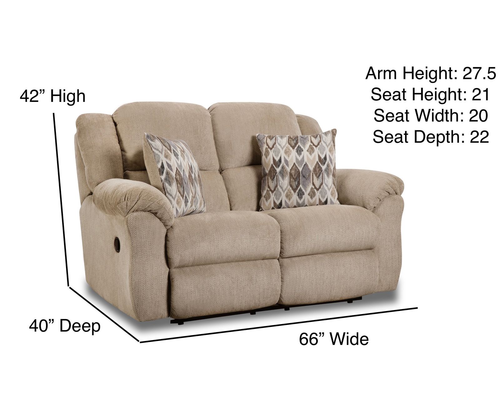 Maple 91" Reclining Sofa Fawn (In stock) - Maple Double Reclining Loveseat