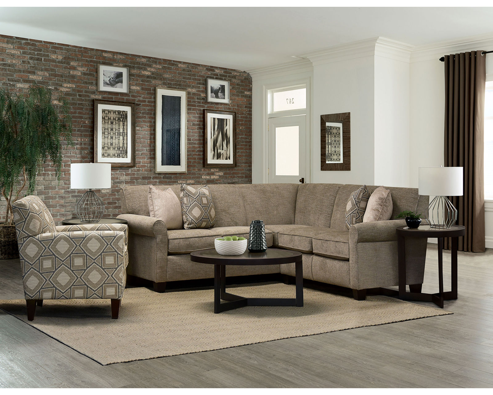 Angie Stationary Sectional  (+100 Standard and Performance Fabrics) - Layout C: Two Piece Sectional 88" x 88"