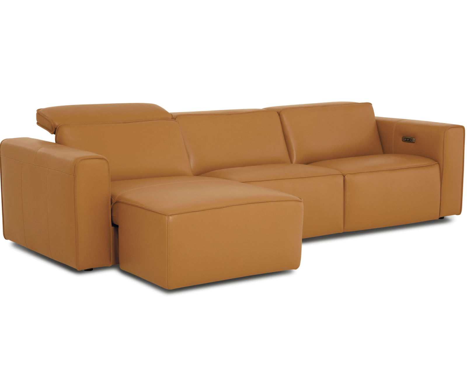 Colton 44007 Power Headrest Power Reclining Sectional (+100 leathers) - Layout D: Three Piece Chaise Reclining Sectional. 62" x 117"