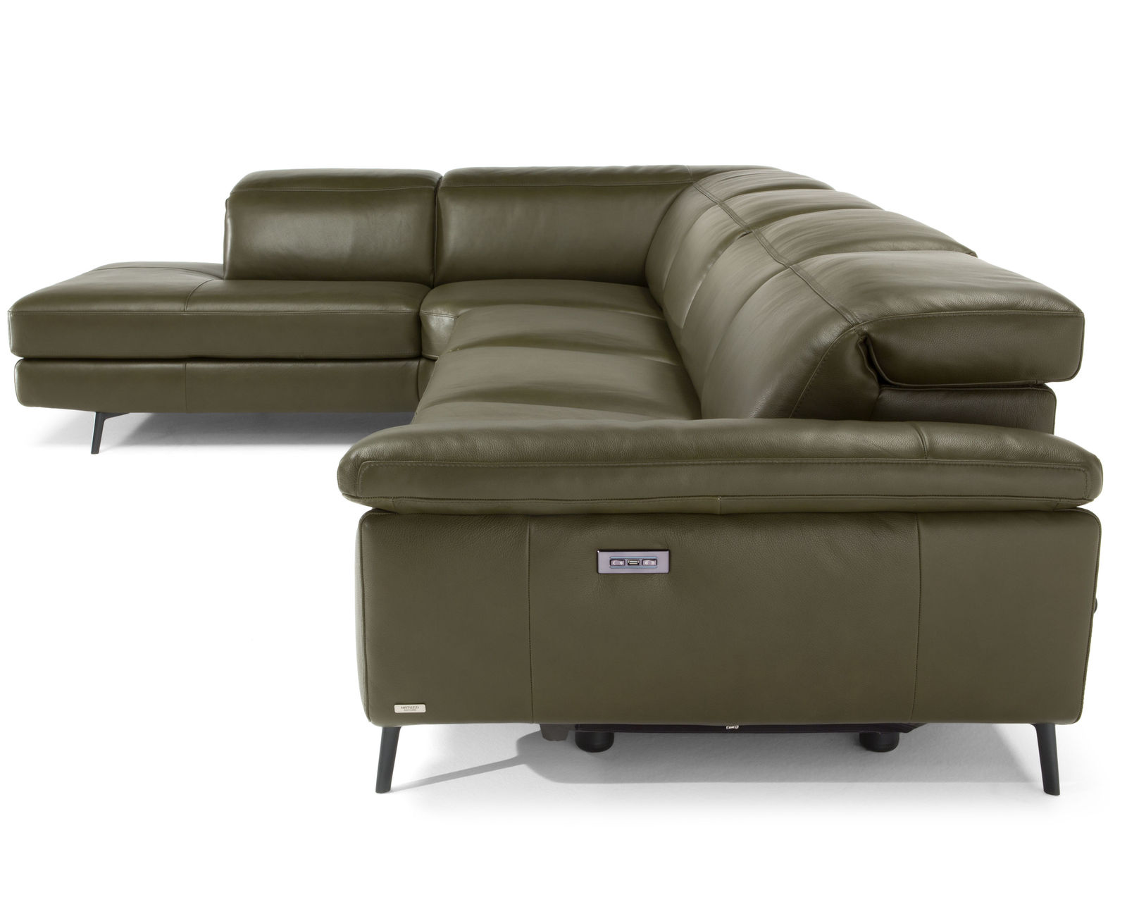 Coro C217 Power Headrest Power Reclining Sectional (+50 leathers) - Layout F: Three Piece Reclining Sectional 94" x 142":   100% Top Grain Leather