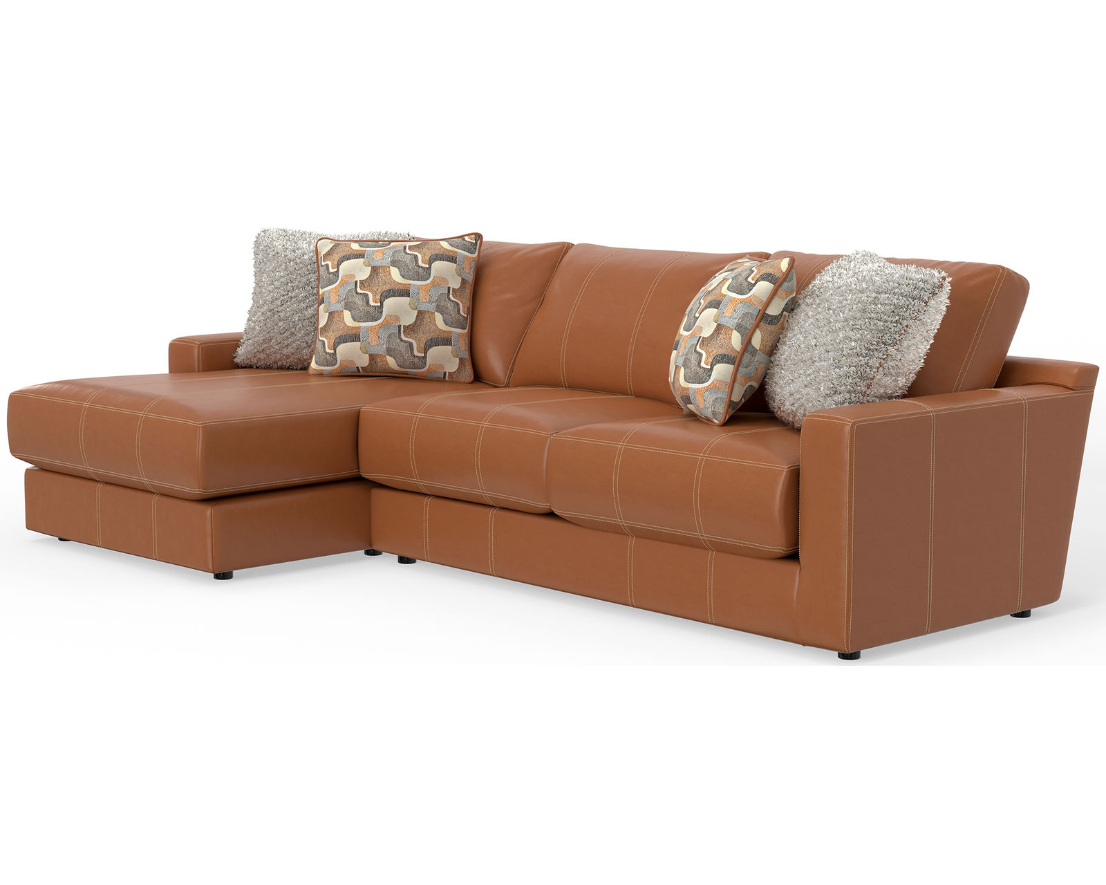 Minori Modular Leather Sectional (2 colors) includes pillows - Layout B: Two Piece Sectional 67" x 122"