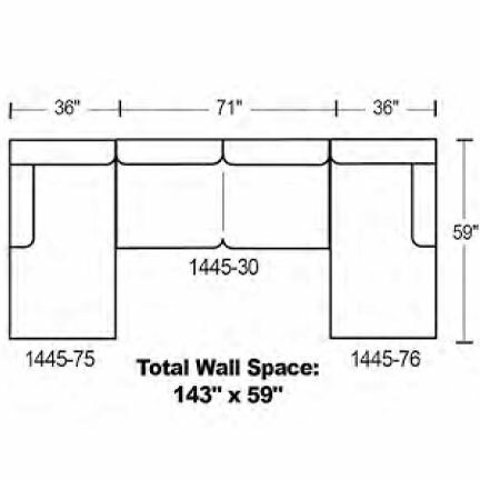 Layout B: Three Piece Sectional 59" x 143" x 59"