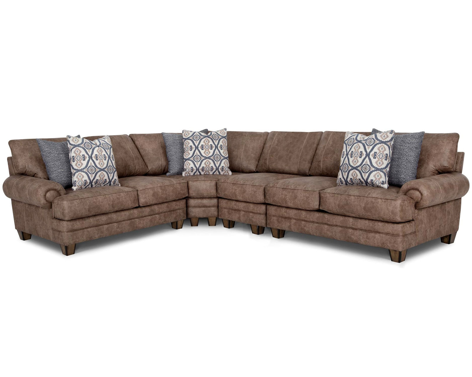 Sicily 957 Modular Sectional (The Rich Look of Worn Leather. The Comfort of Fabric) - Layout C: Four Piece Sectional 101" x 128" 