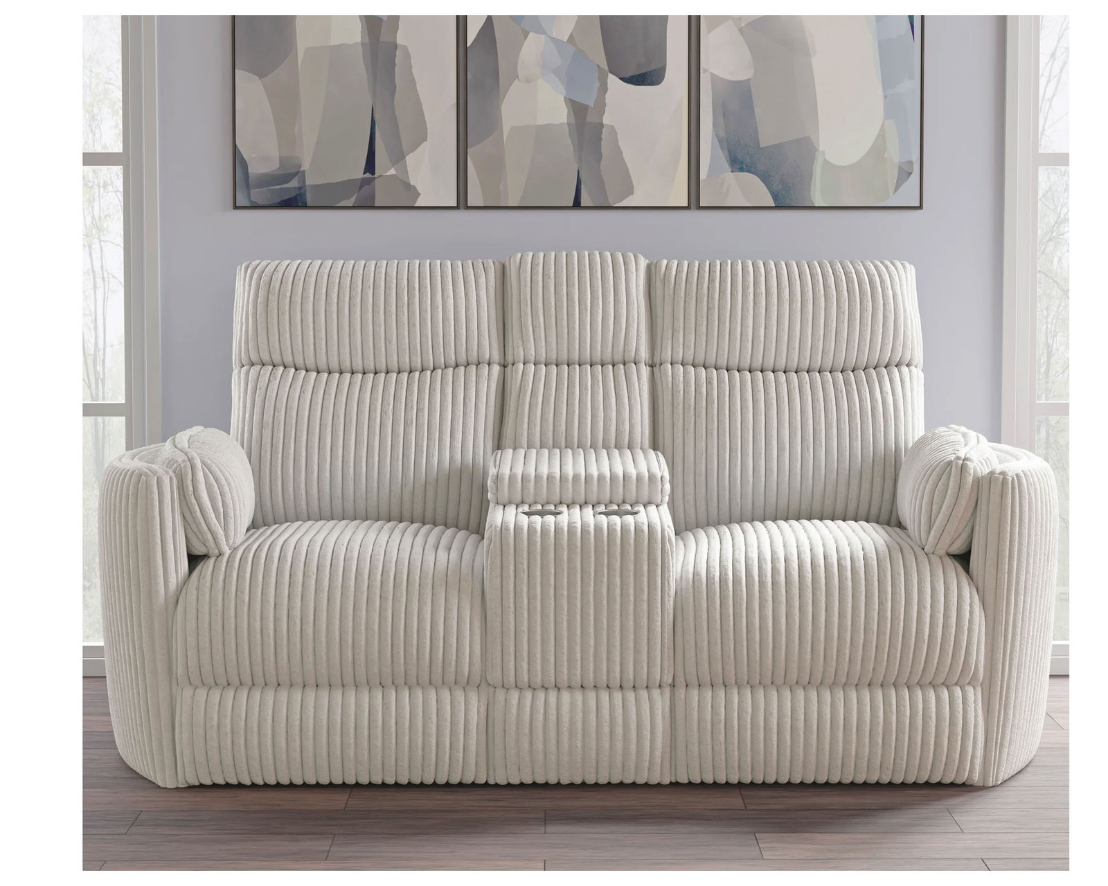Radius 88" Power Gliding Reclining Sofa Ivory (In stock - Fast shipping) - Radius Ivory Power Reclining Glider Console Loveseat
