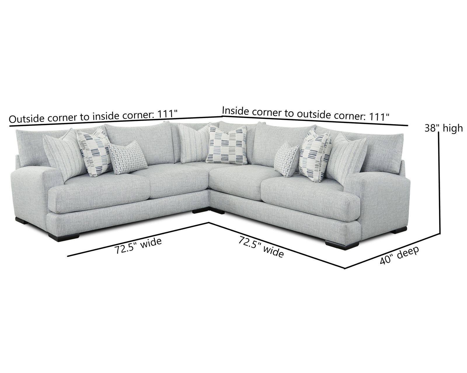 Entice Paver Three Piece Sectional (Includes pillows) 111" x 111" - Entice Paver Three Piece Sectional (Includes pillows) 111" x 111"