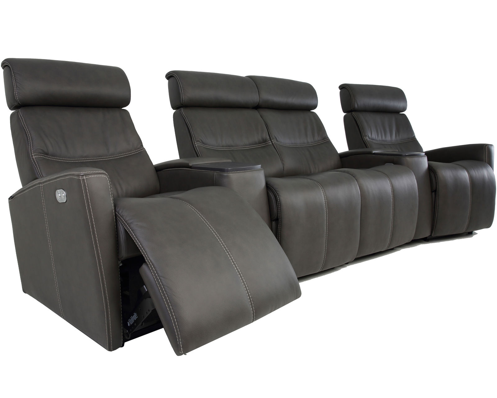 Milan Five Piece Home Theater Sectional (4 Power Recliners) +39 leathers