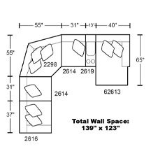 Layout G: Six Piece Sectional 123" x 139"