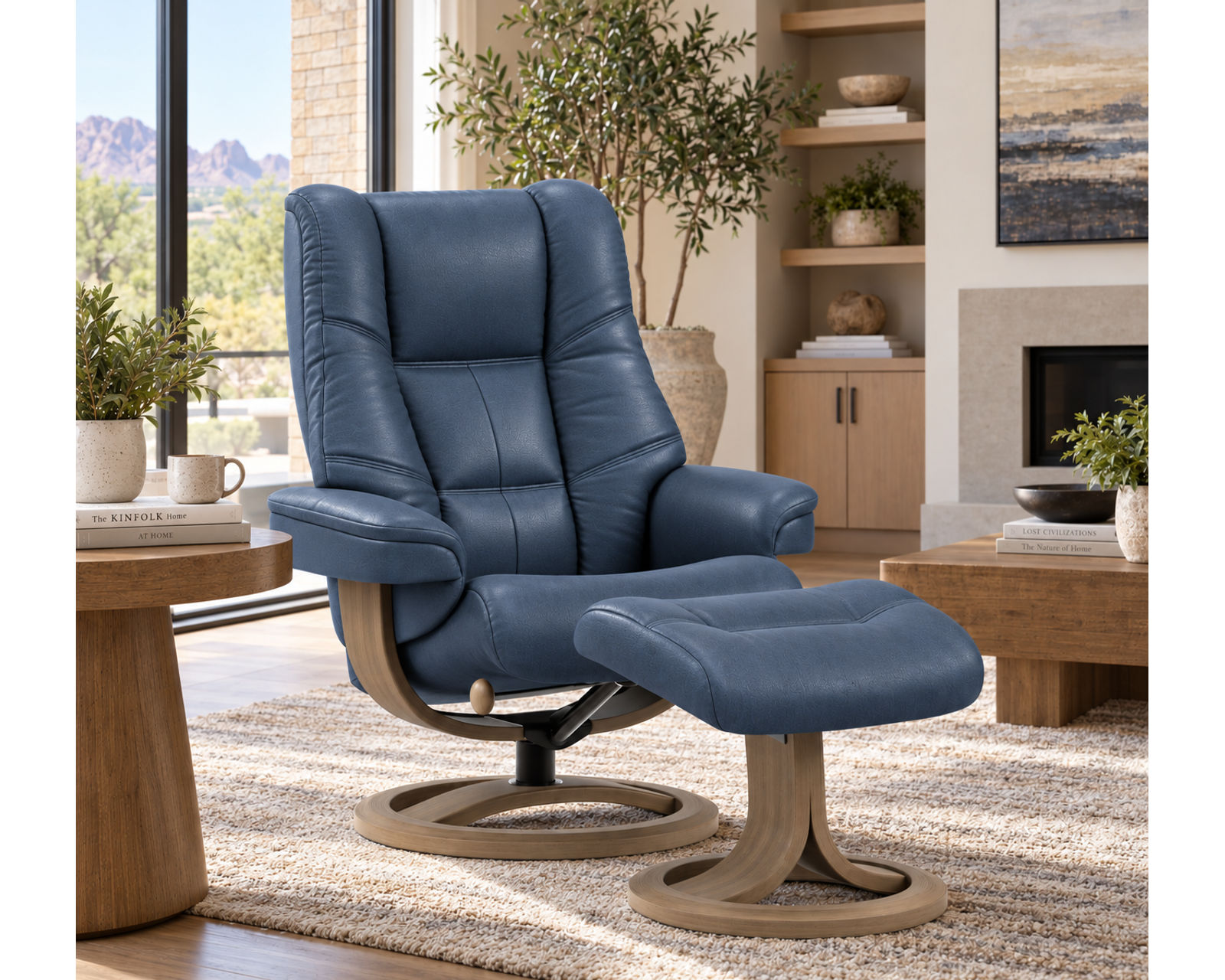 Nordic 63 Reclining Chair & Footstool Ash (IN STOCK) Plush Scandinavian Comfort. Made to Fit You - Available in Standard, Large or Extra Large Sizes