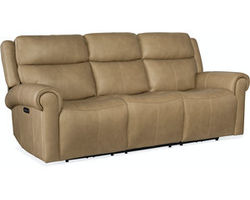 Oberon Leather Zero Gravity Power Sofa with Power Headrest (Sand) In stock