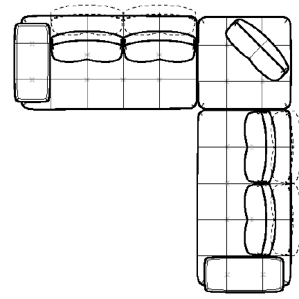 Layout G: Four Piece Sectional 133" x 133"