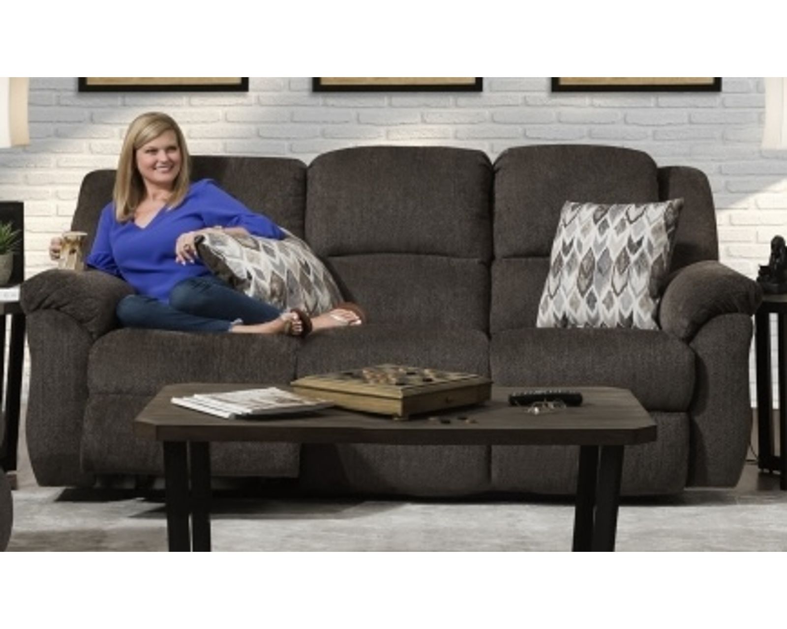 Maple 91" Reclining Sofa Clove (In stock) - Maple 91" Reclining Sofa