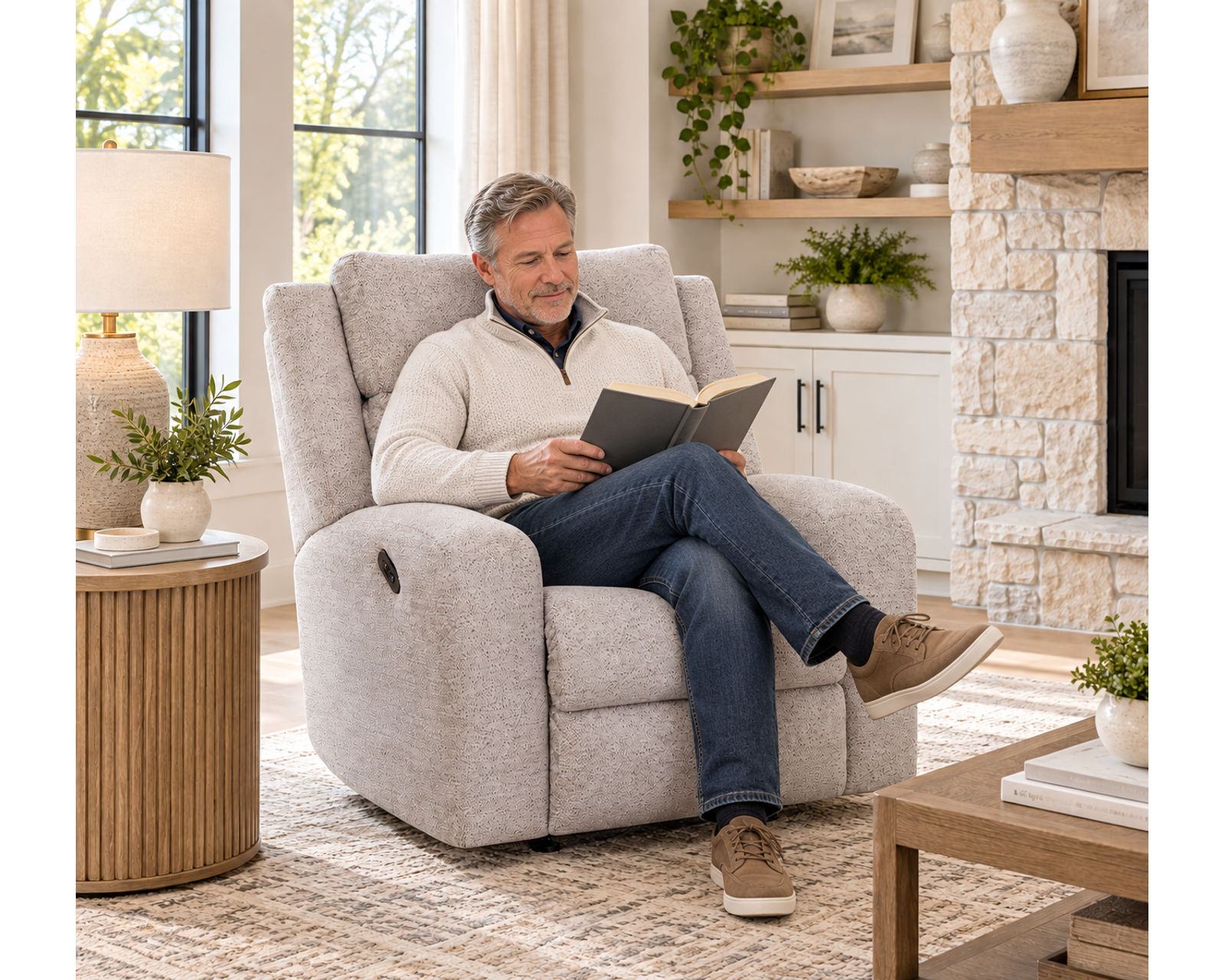 Logan 92" Reclining Sofa with Drop-Down Table & Cupholders (Modern Comfort. Smart Convenience. Available Neori™ Air Massage) - Where Strength Meets Comfort.