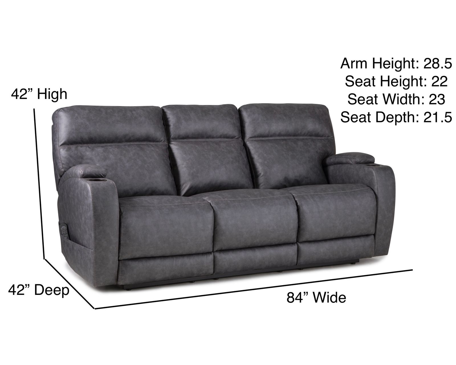 Jett 84" Triple Power Reclining Sofa Grey (In stock) - Jett 84" Triple Reclining Sofa