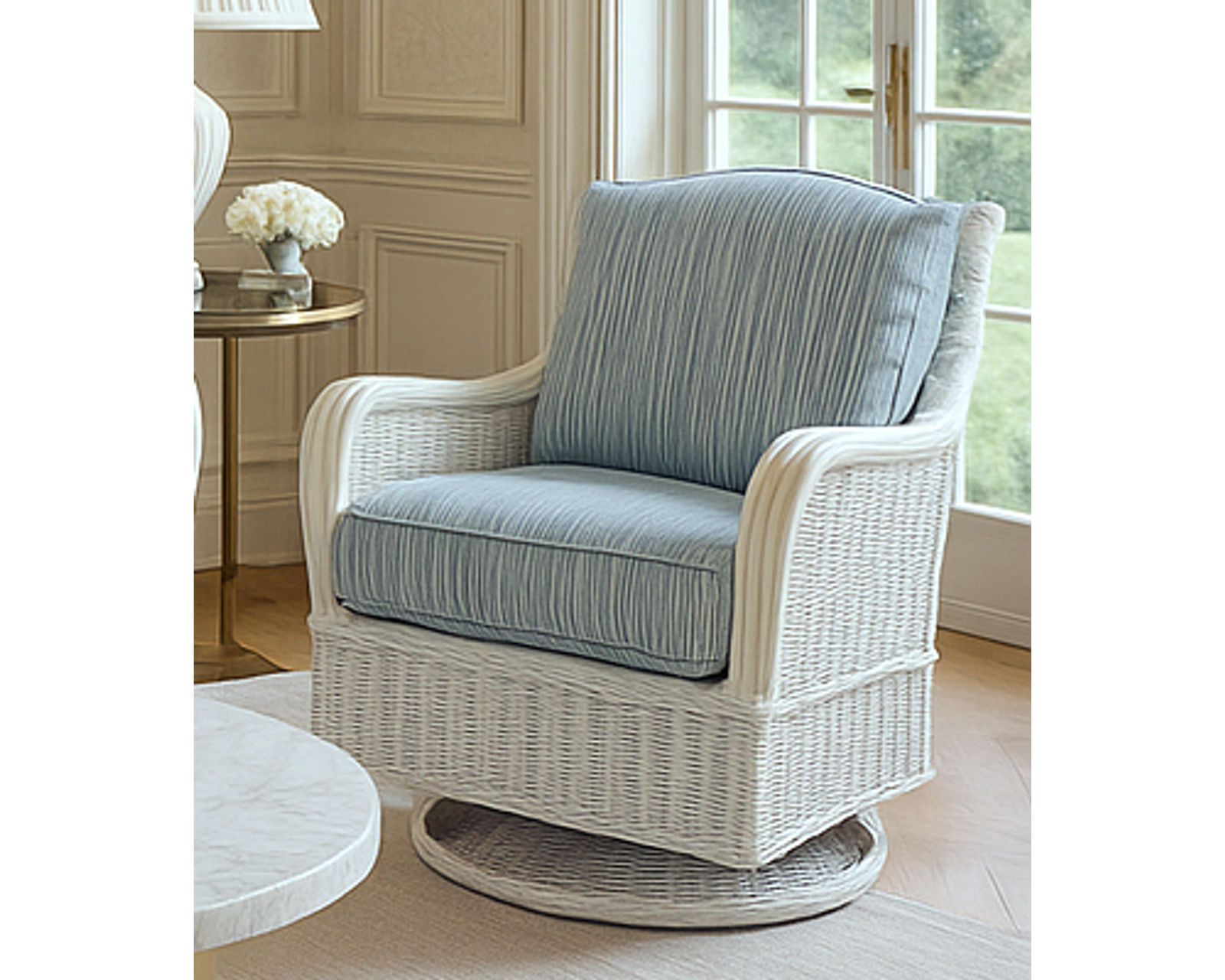 Bodega Bay Swivel Glider (+28 finishes +69 fabrics) - Bodega Bay Rattan Swivel Glider