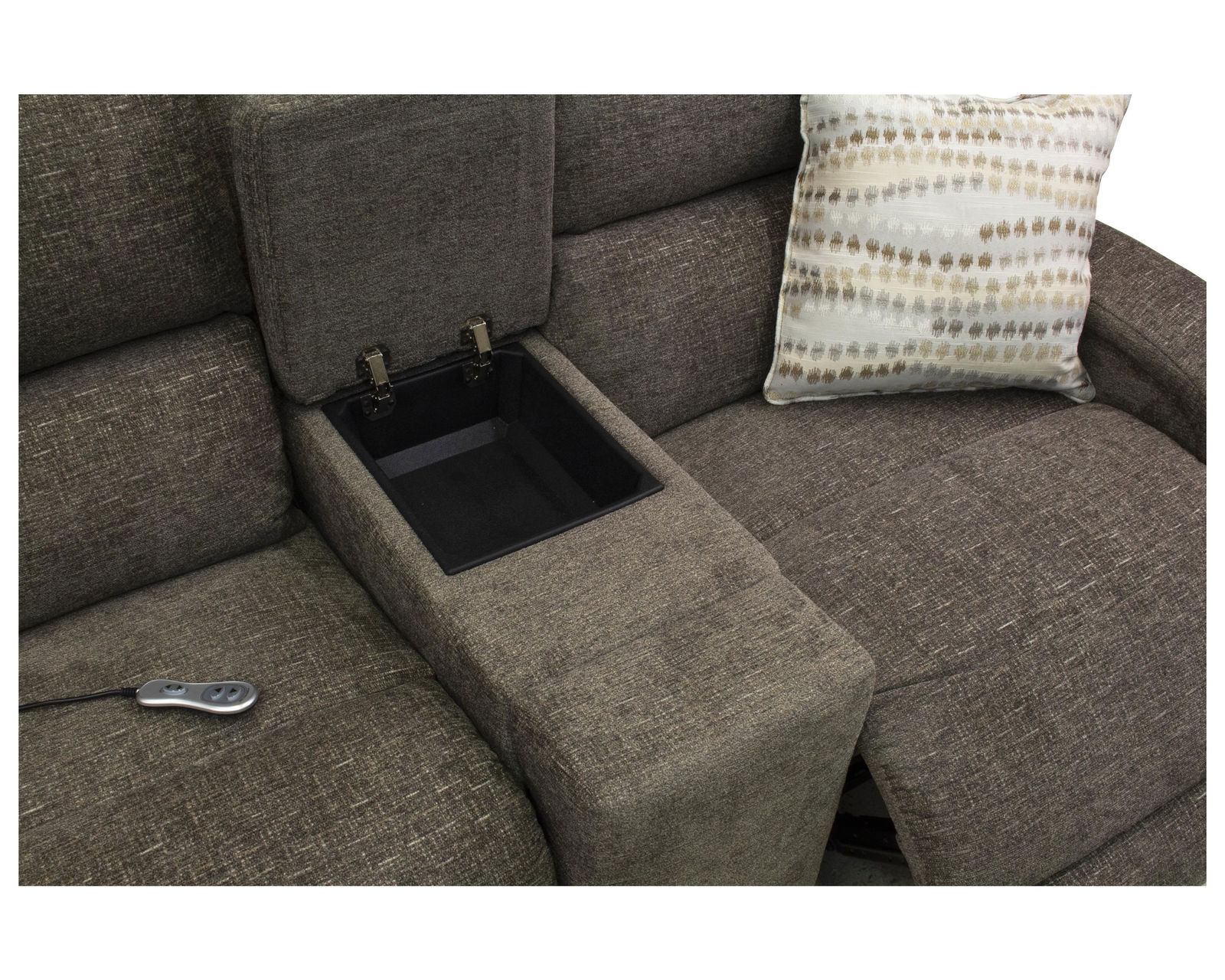Fandango Reclining Sectional (+150 fabrics and leathers) - Free Standing Console with Hidden Cupholders