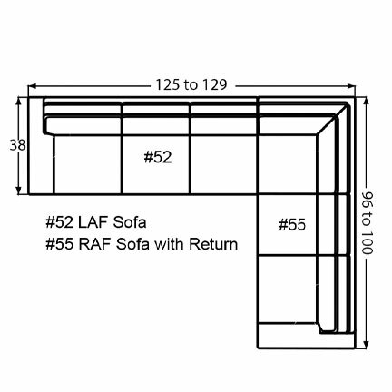 Layout J: Two Piece Sectional 125" x 96" (Size varies due to arm selection)