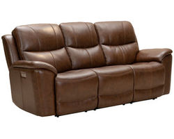 Kaden 88" Leather Power Headrest - Power Lumbar - Power Reclining Sofa (Brown) In stock