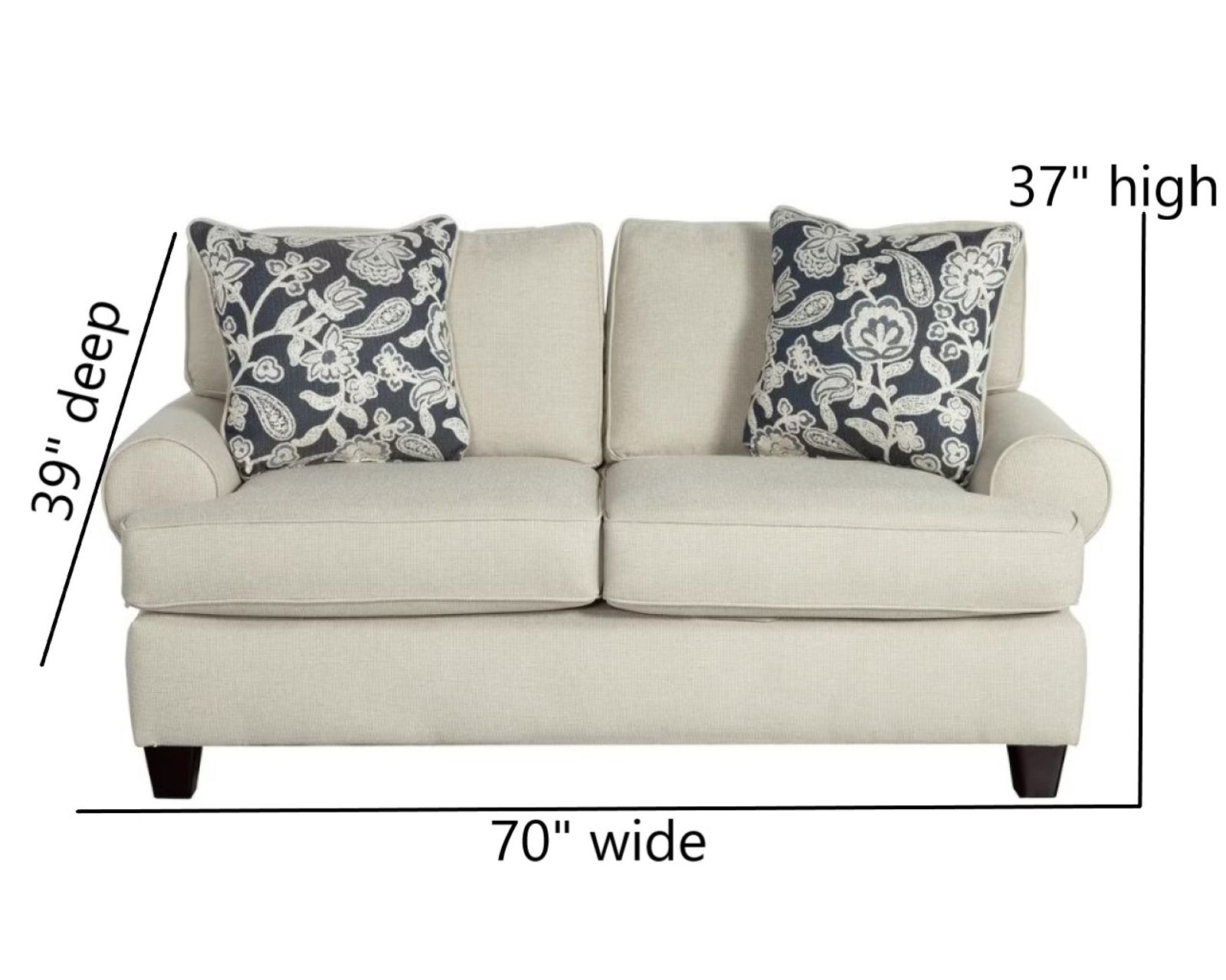Awesome Oatmeal 88" Sofa (performance fabric) includes pillows - Awesome Oatmeal 70" Loveseat - 39-01