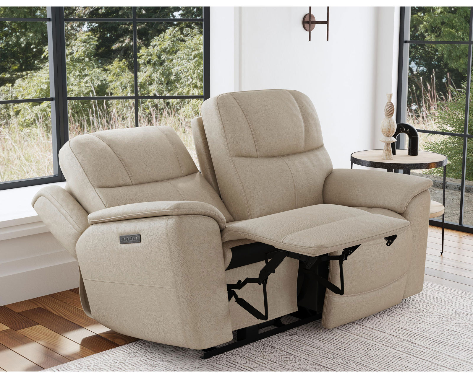 Crew Power Reclining Loveseat with Console, Power Headrests & Lumbar (Tan leather) in stock - Crew Power Reclining Loveseat with Power Headrests & Lumbar