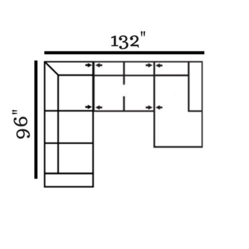 Layout I: Three Piece Sectional 96" x 132"