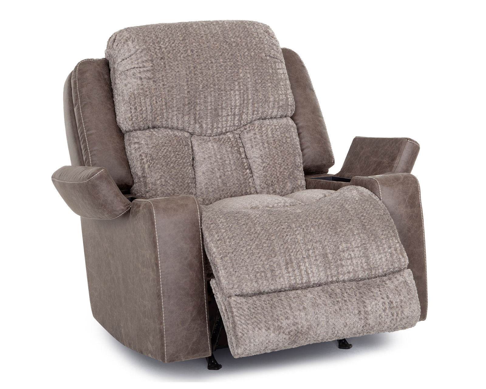 Denali 90" Power Reclining Sofa with Fold Down Table, Lights, USB, Wireless Charging, Dual Arm Storage, Massage, Cupholders & Drawer (+3 colors) - Two Tone Fabric