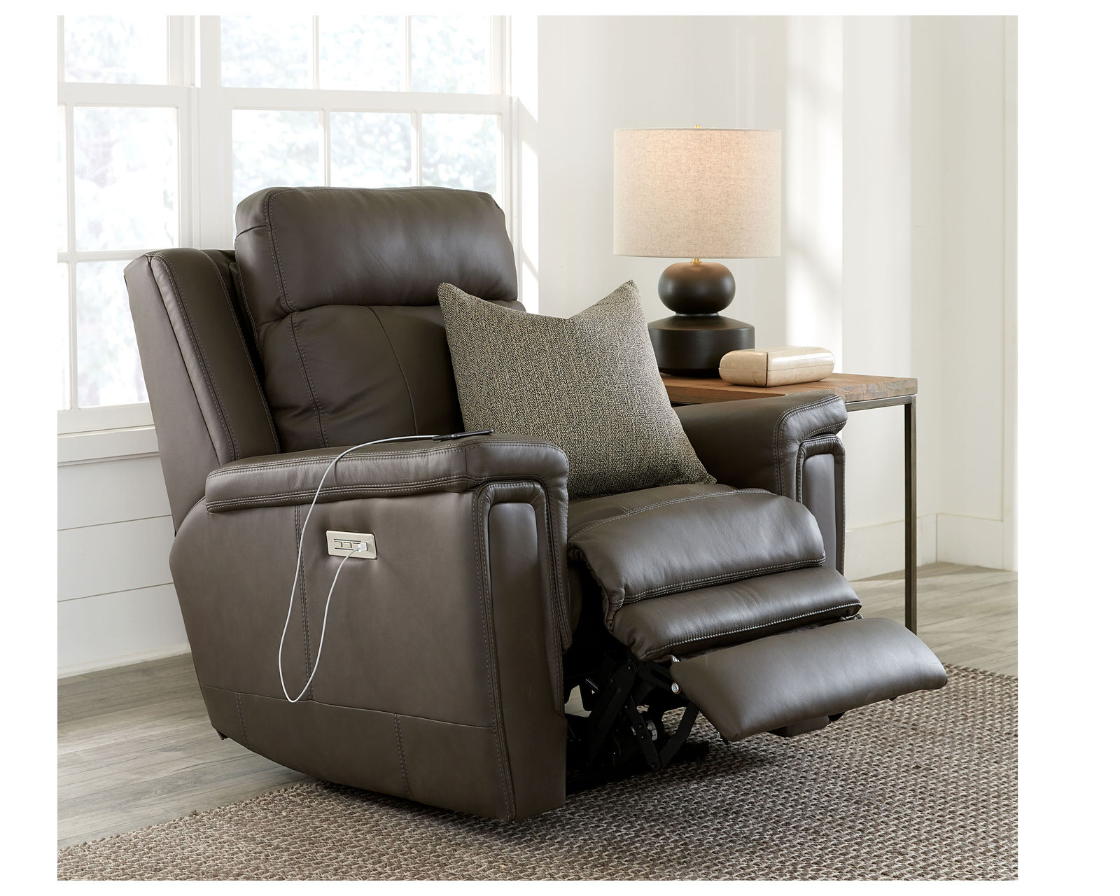 Asher 41065 Power Headrest WallHugger Power Recliner (Made to order) - Shown in Leather - Solana Mountain