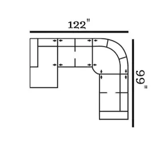 Layout B: Four Piece Sectional 62" x 122" x 99"