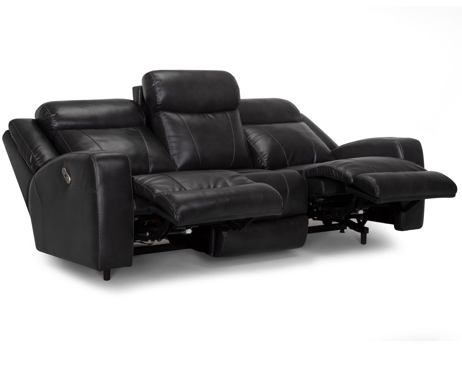 Carver 91" Power Headrest Power Reclining Sofa w/ Dropdown Table (Faux leather) - Carver Power Headrest Power Reclining Sofa  in Slate