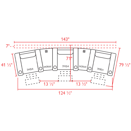Layout C: Five Piece Sectional 143" (3 recliners)