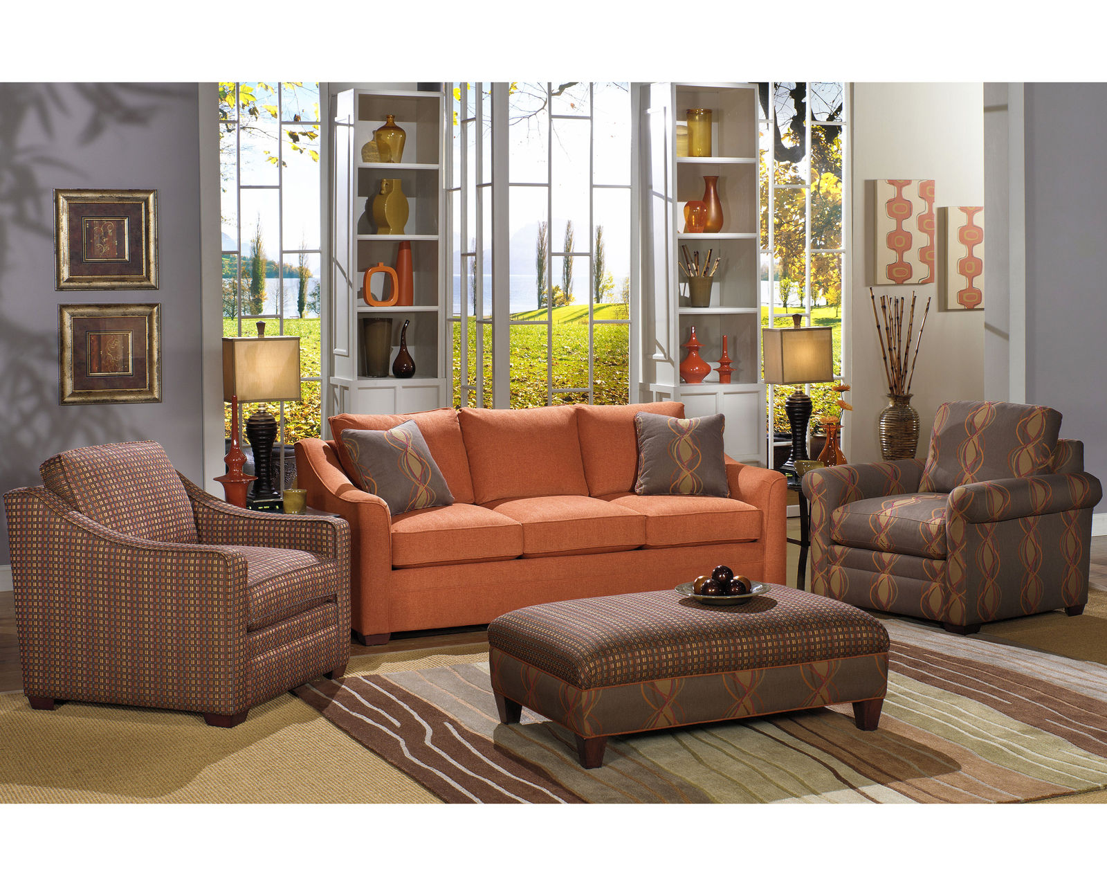 F9 Stationary Sofa (100+ Performance fabrics) Make it Yours - F9 Sofa with slope arm and knife edge pillows