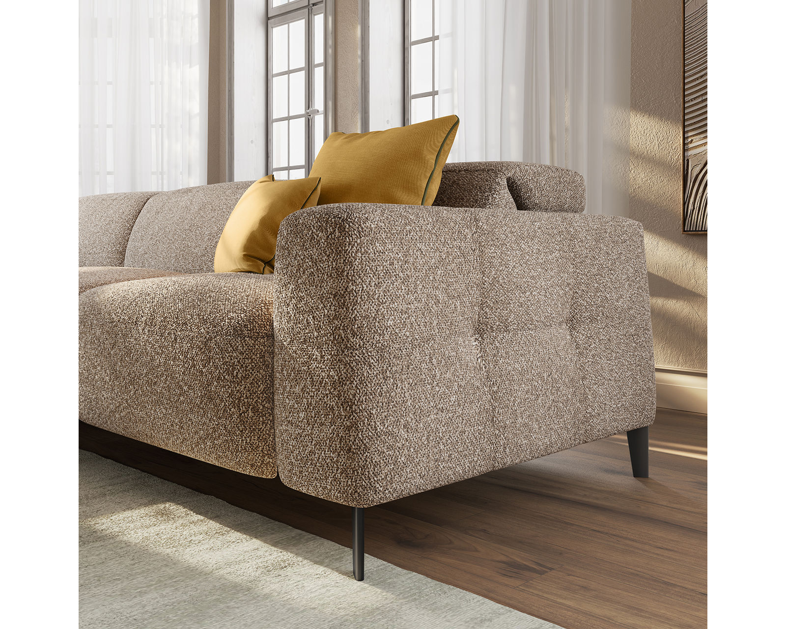 Capri C325 Chaise Sleeper Sectional (+45 fabrics) - Button tufted sides