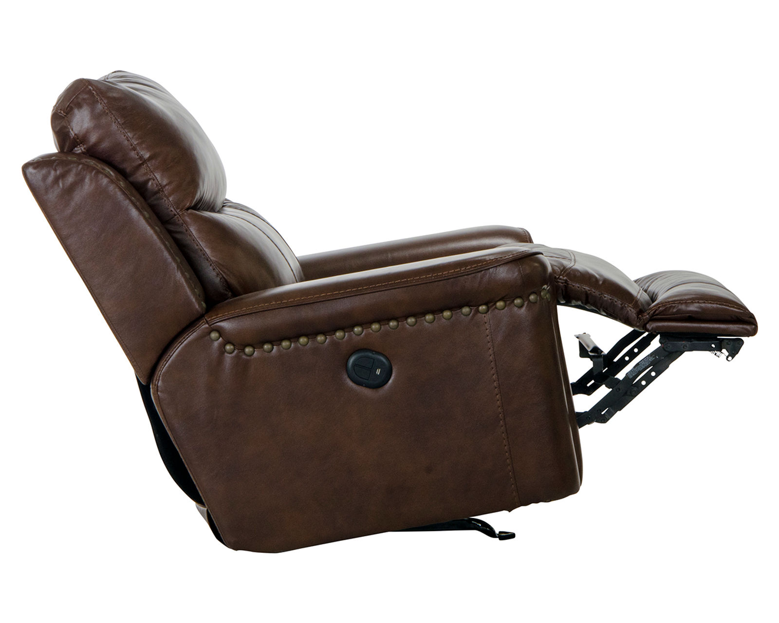 Ceretti 87" Italian Leather Brass Nail Head Power Reclining Sofa - Your New Favorite Place to Relax.