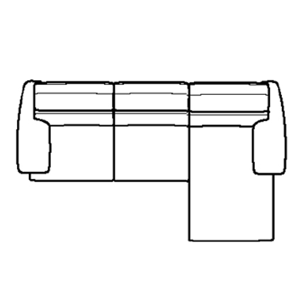 Layout F: Three Piece Sectional (1 recliner) 96" x 63"