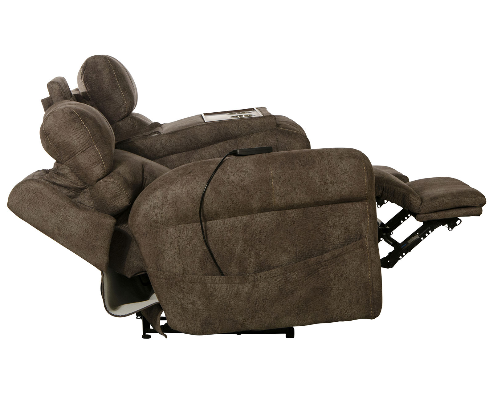 Tranquility 87" Power Reclining Lay Flat Sofa with Power Headrests, Deep Tissue Massage, Heat & Center Drop-Down Table (includes pillows) - Your New Favorite Place to Relax.