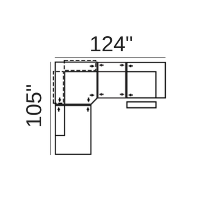 Layout D:  Four Piece Sectional 105" x 124"