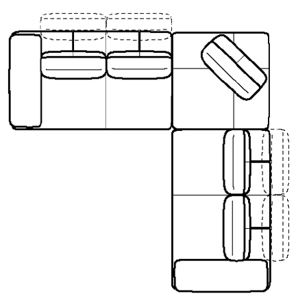 Layout F: Four Piece Sectional 124" x 124"