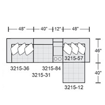 Layout E: Five Piece Sectional 148" x 86"