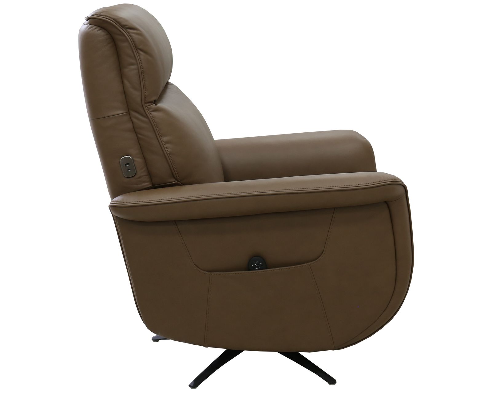Haven Leather Zero Gravity Triple Power Swivel Recliner with Heat, Massage & Ventilation (2 colors) in stock - Side pocket for remote controls
