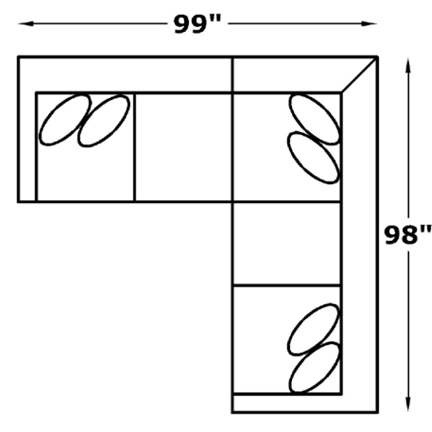 Layout B: Two Piece Sectional 99" x 98"