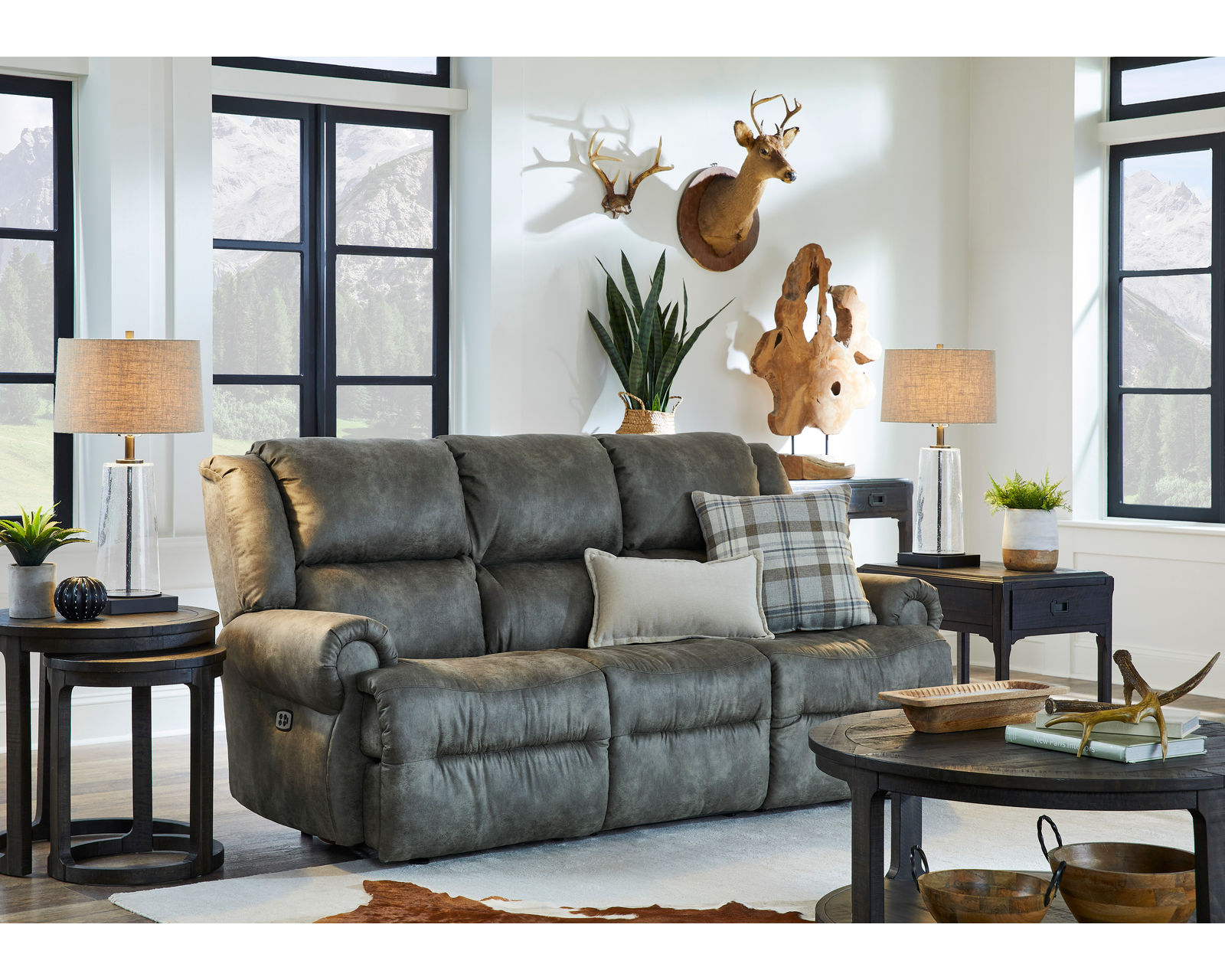 🎣 Genet 85" Reclining Sofa w/ Dropdown Table (+65 colors)