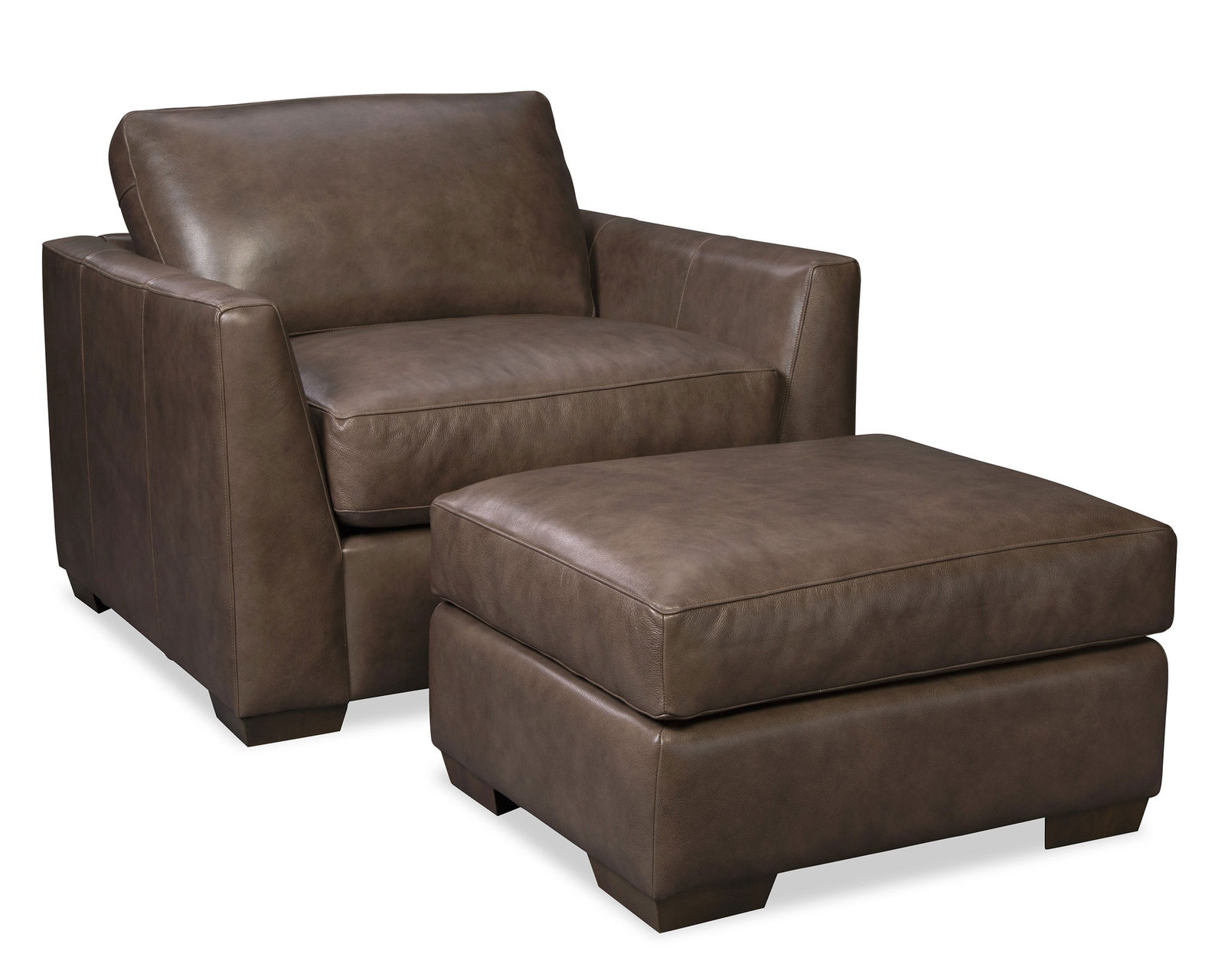 Omaha 95" Top Grain Leather Sofa (Leather choices) L7839 - Cosmo Chair and a Half and Ottoman