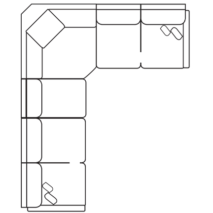 Layout D: Four Piece Sectional 129" x 105"